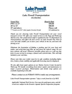 Lake Powell Transportation 2013 Haul Rates