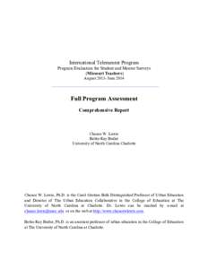 International Telementor Program Program Evaluation for Student and Mentor Surveys (Missouri Teachers) AugustJuneFull Program Assessment