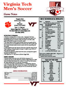 Virginia Tech Men’s Soccer Game Notes Virginia Tech[removed], 0-6-1 ACC) vs.