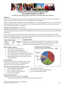 Visiting International Student Program (VISP) Data Snapshot Academic Year[removed]Division of Continuing Studies, Adult Career and Special Student Services Background The Division of Continuing Studies launched the Visit