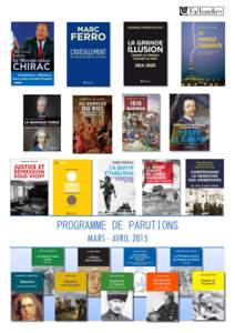 PROGRAMME DE PARUTIONS MARS - AVRIL 2015 PROGRAMME DE PARUTIONS MARSmars