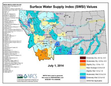 RIVER INDEX & SWSI VALUES  Surface Water Supply Index (SWSI) Values 1 Marias above Tiber Reservoir[removed]Tobacco 2.1
