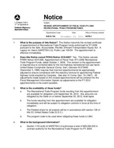 Transportation Equity Act for the 21st Century / Recreational Trails Program / United States / Apportionment / Transport / Law / Transportation in the United States / 109th United States Congress / Safe /  Accountable /  Flexible /  Efficient Transportation Equity Act: A Legacy for Users