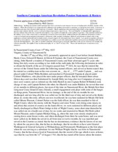 Southern Campaign American Revolution Pension Statements & Rosters Pension application of John Harrell S9557 Transcribed by Will Graves f21VA[removed]