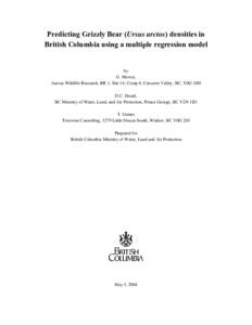 Predicting Grizzly Bear (Ursus arctos) densities in British Columbia using a multiple regression model