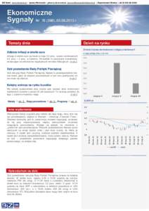 BIZ Bank www.bizbank.pl ; Ignacy Morawski – główny ekonomista  ; Departament Skarbu: +06  Ekonomiczne Sygnały Nr), r.  Tematy dnia