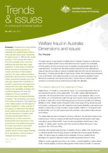 Trends & issues in crime and criminal justice No. 421  June[removed]Foreword | Australia has a long tradition