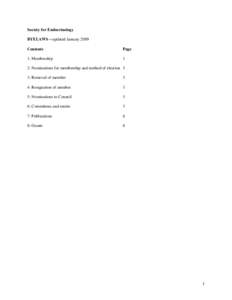 Society for Endocrinology BYELAWS – updated January 2009 Contents Page