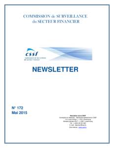 COMMISSION de SURVEILLANCE du SECTEUR FINANCIER NEWSLETTER  N° 172