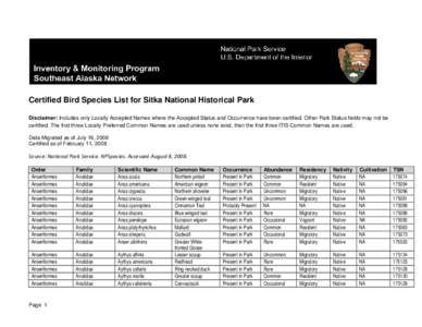 Microsoft Word - Certified BIRD Species List for SITK.docx