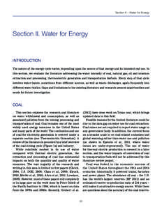 Section II – Water for Energy  Section II. Water for Energy Introduction The nature of the energy cycle varies, depending upon the source of that energy and its intended end use. In
