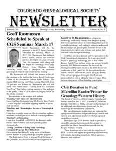 Colorado Genealogical Society  NEWSLETTER February 2012