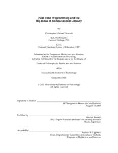 Real-Time Programming and the Big Ideas of Computational Literacy by