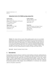 1  Fundamenta Informaticae 1–16 IOS Press  Quantum testers for hidden group properties