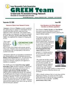 September 28, 2009 Genencor Opens Iowa Research Center Genencor, a division of Danisco, recently completed a $52 million project to expand its Cedar Rapids enzyme manufacturing plant and add a grain processing