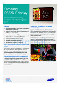 Leaflet  Samsung DB22D-P display Provide an immersive viewing experience with wide viewing angle