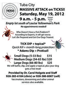 Tuba City TICKS!! MASSIVE ATTACK on TICKS!!  Saturday, May 19, 2012