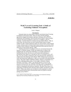 Journal of Technology Education  Vol. 15 No. 1, Fall 2003 Articles