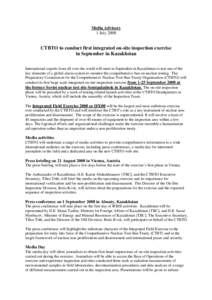 Comprehensive Nuclear-Test-Ban Treaty Organization Preparatory Commission / Comprehensive Nuclear-Test-Ban Treaty Organization / Semey / Nuclear Non-Proliferation Treaty / Nuclear proliferation / Kazakhstan / International relations / International organizations / Comprehensive Nuclear-Test-Ban Treaty