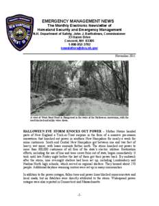 EMERGENCY MANAGEMENT NEWS The Monthly Electronic Newsletter of Homeland Security and Emergency Management N.H. Department of Safety, John J. Barthelmes, Commissioner 33 Hazen Drive Concord, NH 03305