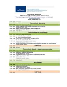 Congreso de Neumología XVII Conferencia Regional de La Unión América Latina 