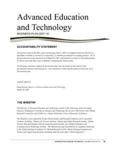 Government of Alberta[removed]Business Plan - Advanced Education and Technology