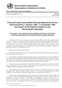 World Health Organization Organisation mondiale de la Santé FIFTY-FIRST WORLD HEALTH ASSEMBLY Provisional agenda item[removed]A51/12