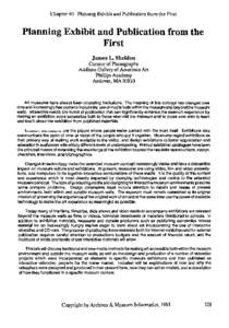 Chapter 40 Planning Exhibit and Publication from the First  Planning Exhibit and Publication from the First James L. Sheldon Curator of Photography