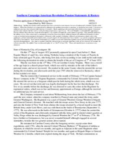 Southern Campaign American Revolution Pension Statements & Rosters Pension application of Nicholas Long S31222 Transcribed by Will Graves f38VA[removed]