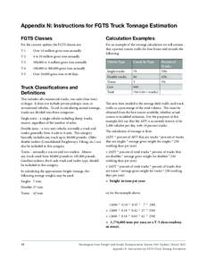 Appendix N: Instructions for FGTS Truck Tonnage Estimation FGTS Classes Calculation Examples  For the current update, the FGTS classes are: