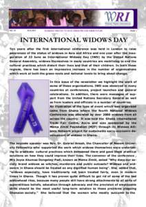Widow / International Widows Day / Land law / Culture / Sati / Widowhood / Death / Marriage