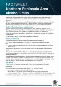 Factsheet: Northern Peninsula Area alcohol limits