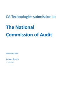 CA Technologies submission to  The National Commission of Audit  November, 2013