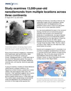 Study examines 13,000-year-old nanodiamonds from multiple locations across three continents