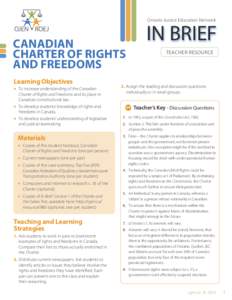 Ontario Justice Education Network  CANADIAN CHARTER OF RIGHTS AND FREEDOMS Learning Objectives