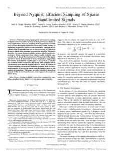 520  IEEE TRANSACTIONS ON INFORMATION THEORY, VOL. 56, NO. 1, JANUARY 2010 Beyond Nyquist: Efficient Sampling of Sparse Bandlimited Signals