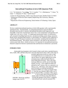 Mat. Res. Soc. Symp. Proc. Vol. 744 © 2003 Materials Research Society  M9.2.1 Intersubband Transitions in InAs/AlSb Quantum Wells J. Li, 1) K. Kolokolov, 1) C. Z. Ning, 1) D. C. Larraber, 2) G. A. Khodaparast, 2) J. Kon