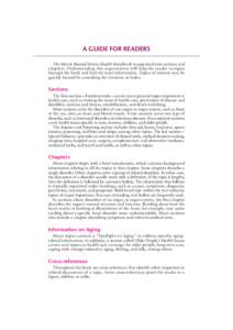 Reader_Guide.fm Page xxxix Monday, August 3, 2009 7:04 PM  A GUIDE FOR READERS The Merck Manual Home Health Handbook is organized into sections and chapters. Understanding this organization will help the reader navigate 