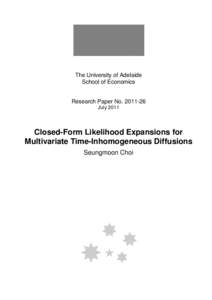 The University of Adelaide School of Economics Research Paper No[removed]July 2011