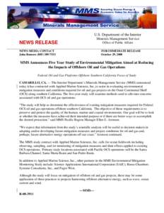 U.S. Department of the Interior Minerals Management Service NEWS RELEASE  Office of Public Affairs