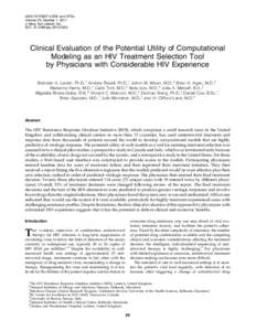 Clinical Evaluation of the Potential Utility of Computational Modeling as an HIV Treatment Selection Tool by Physicians with Considerable HIV Experience