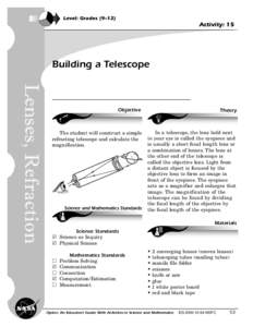 Level: Grades (9–12)  Activity: 15 Building a Telescope