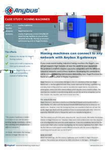 CASE STUDY: HONING MACHINES Solution: Anybus X-gateways  Country: