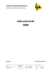 Leibniz-Rechenzentrum der Bayerischen Akademie der Wissenschaften Jahresbericht 2000