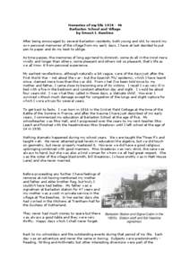 Memories of my life[removed]Barlaston School and Village by Ernest J. Hawkins After being encouraged by several Barlaston residents, both young and old, to record my own personal memories of the village from my early d