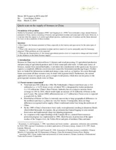 Memo: BUS-report on BUS-ticket B5 By: Leen Kuiper, Probos Date: March 21, 2005  Quick-scan on the supply of biomass in China