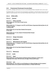 IOWA DOT ~ OFFICE OF BRIDGES AND STRUCTURES ~ LRFD BRIDGE DESIGN MANUAL COMMENTARY ~ C5.4.2: 1  C5.4 Pretensioned Prestressed Concrete Beam