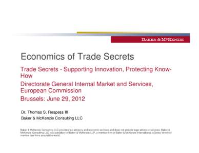 Know-how / Business / Law / Trade secret / Structure / Thought / Intellectual property law / Innovation / Baker & McKenzie