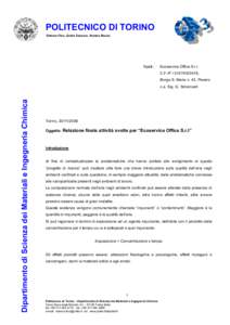 POLITECNICO DI TORINO Debora Fino, Guido Saracco, Nunzio Russo Spett.:  Ecoservice Office S.r.l.