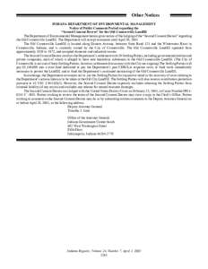 Other Notices INDIANA DEPARTMENT OF ENVIRONMENTAL MANAGEMENT Notice of Public Comment Period regarding the “Second Consent Decree” for the Old Connersville Landfill The Department of Environmental Management herein g